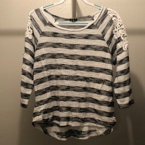 Medium gray and white stripped shirt.